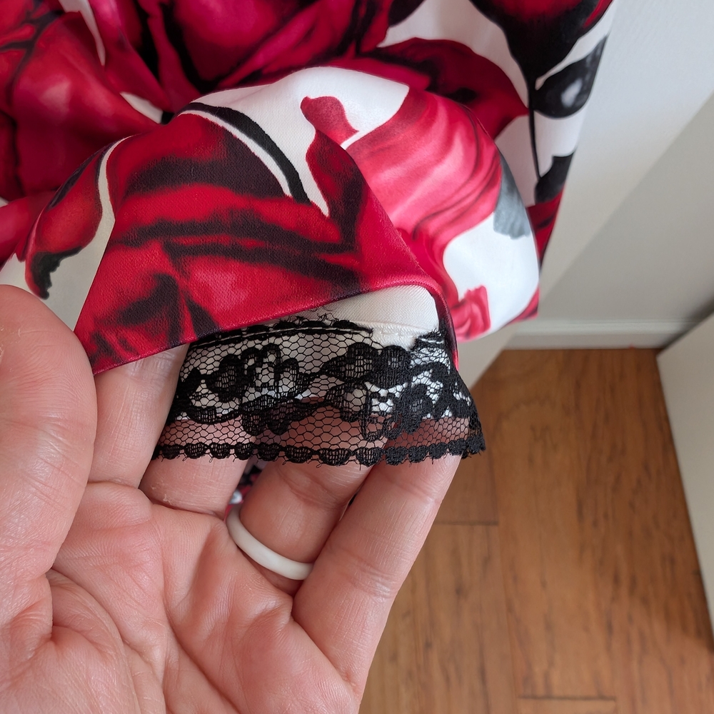 White House Black Market Womens Red Floral Midi Dress Size 4 - Picture 4 of 9